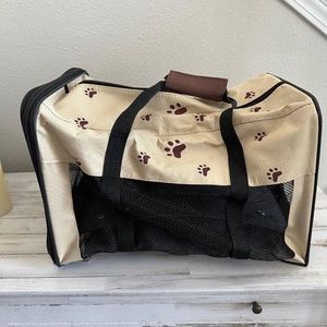 Dog & Cat Traveling Carrier with Wheels Paw Print Pet Travel Bag
